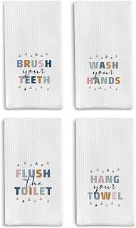 Kids Bathroom Hand Towels - Decorative Nursery Towels, Chenille Wash Your Hand Towels 16 X 24 Inches, Set of 4