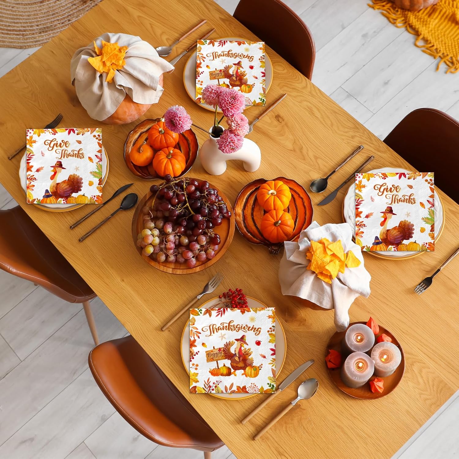 Happy Thanksgiving Napkins 40Pcs Turkey Thanks Giving Napkins Fall Party Supplies for Autumn Thanksgiving Decorations Turkey Friendsgiving Party Supplies