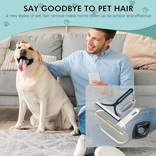 Miniatura 6 de Removedor de pelo de mascotas para sofá, cepillo removedor de pelo de gato perro para alfombra de coche, removedor de pelo de mascotas reutilizable,