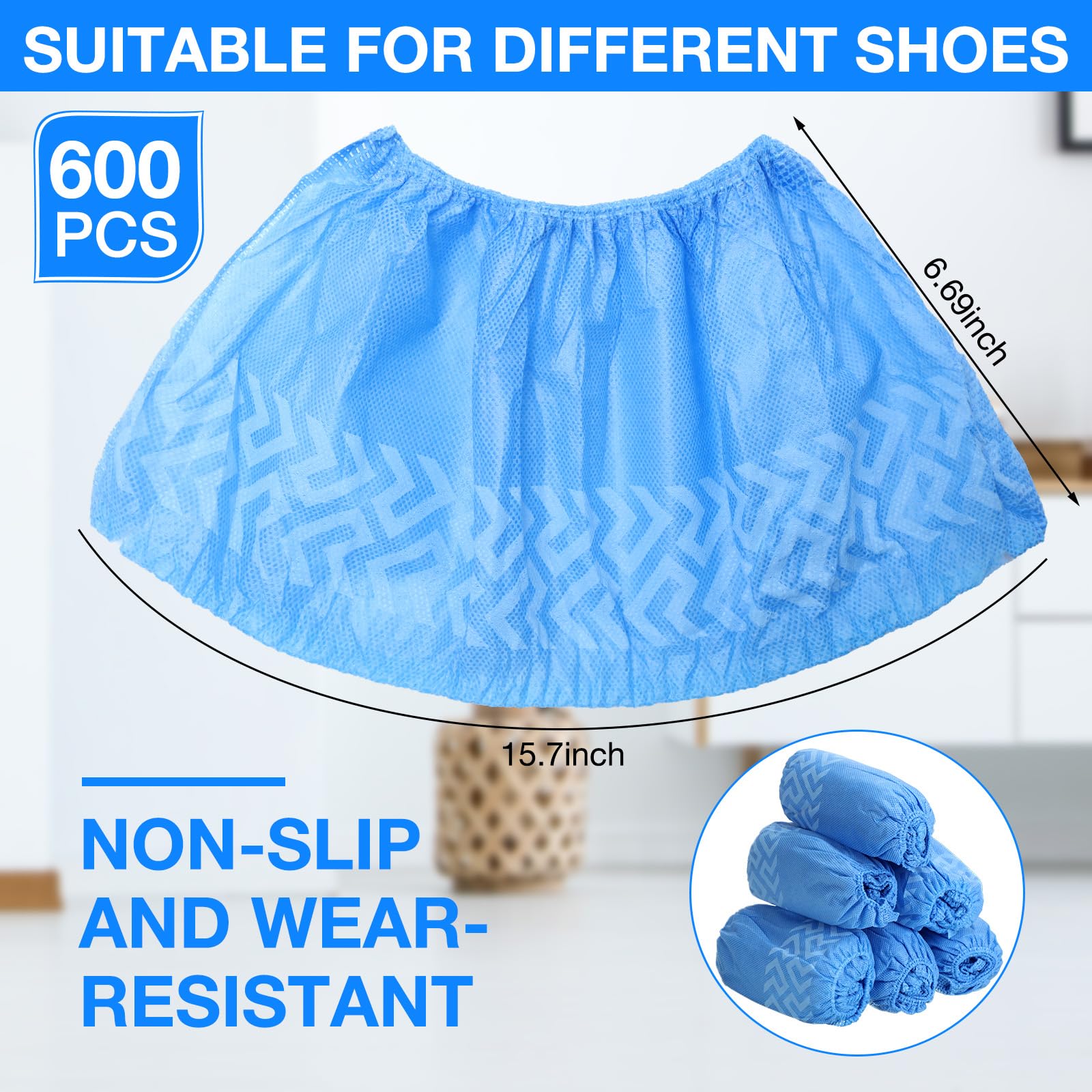 600 fundas desechables para zapatos para botas antideslizantes gruesas y extra para zapatos, fundas duraderas para botas para hombres y mujeres, prácticamente la mayoría de zapatos, color azul