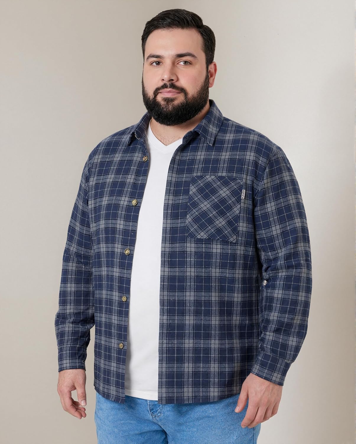 Big and Tall Flannel Shirts Men Long Sleeve Plaid Shirt Button Down Brushed Cotton Shirts Jacket, 2XL-8XL - Image 3