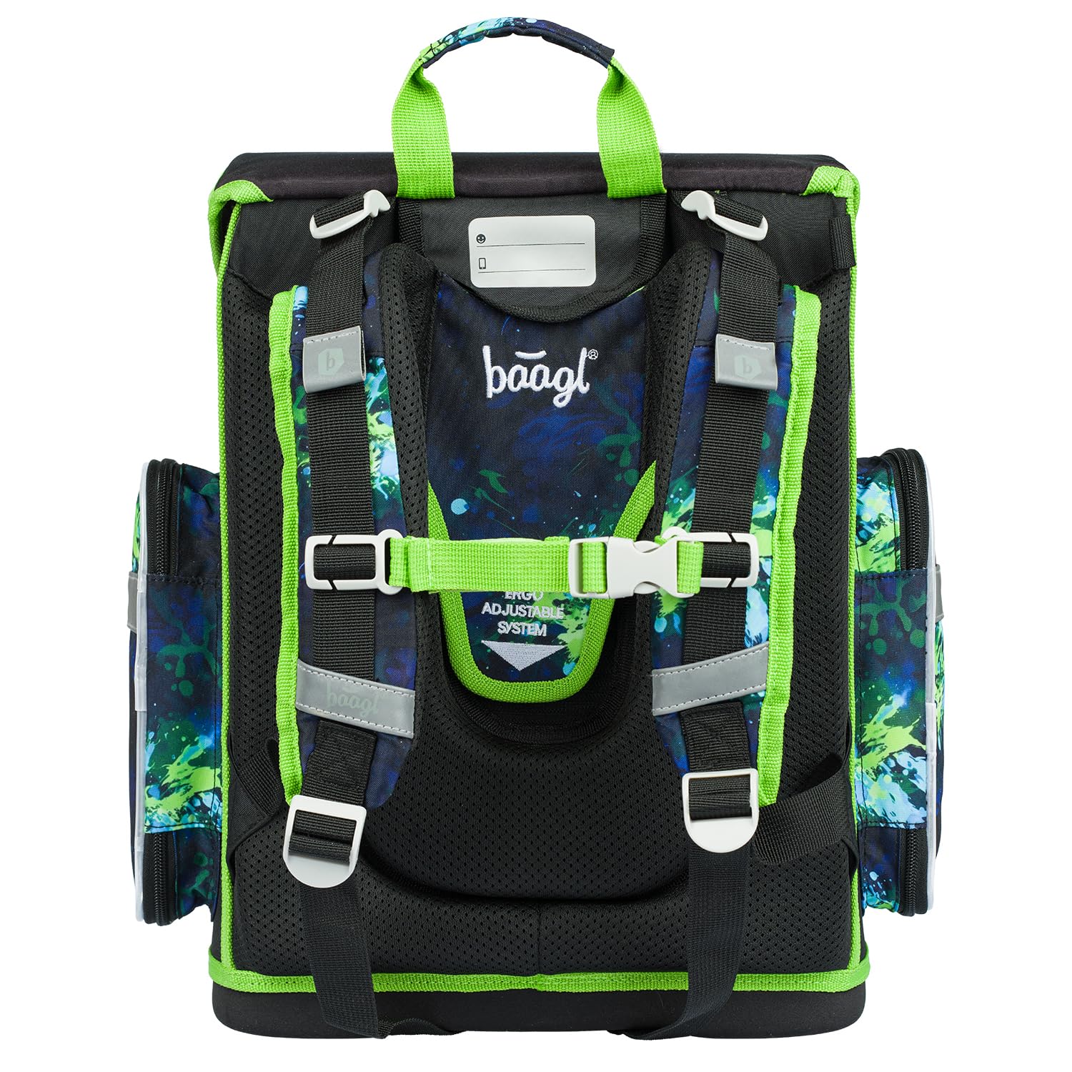 Baagl Schulranzen Jungen Set 5 Teilig (Ergo Schultasche für 1. Klasse, Mäppchen, Turnbeutel, Schürze, Brustbeutel), Grundschule Ranzen, Ergonomischer Schulrucksack, 19 l (Football Player)