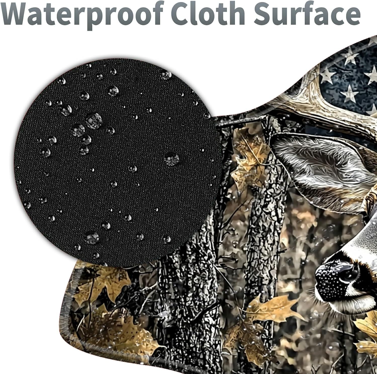 Camo Flag Deer Large Gaming Mouse Pad Plus a Coaster, 35.4 x 15.7 inches Desk Mat Extended XXL Mousepad with Stitched Edge Non-Slip Rubber, Desk Pad Computer Mouse Mat for Home Office