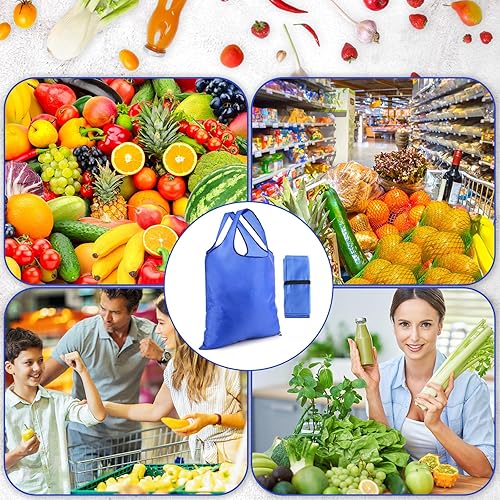 Miniatura 6 de Silkfly 24 bolsas de comestibles reutilizables plegables duraderas para reciclaje a granel, bolsas de compras con asas, bolsa de almacenamiento