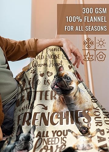 Miniatura 3 de Regalos de bulldog francés, regalos franceses para mujeres, manta de franela súper suave y agradable a la piel, 50 x 65 pulgadas