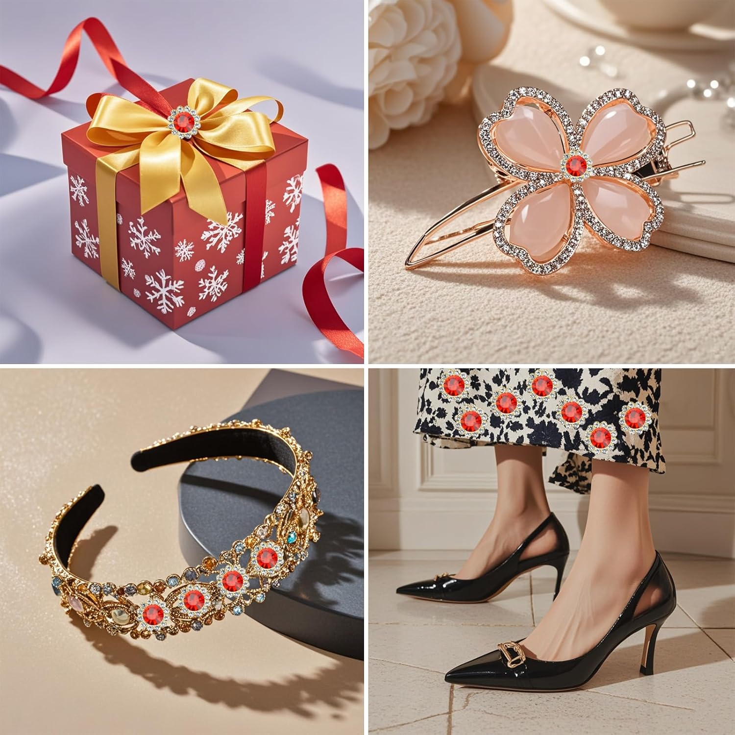 160 Pcs 12MM Sew on Rhinestones Crystals Glass Metal Base Sewing Flower Claw Rhinestones for Clothes Shoes Earring Belt Crafts Sewing Accessories(Red) - Image 3