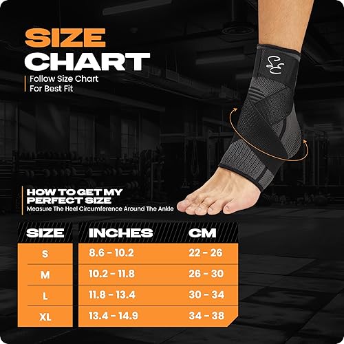 Miniatura 6 de Special Essentials Tobillera con correa para hombres y mujeres, 1 par de mangas de compresión para fascitis plantar, neuropatía, tendinitis de