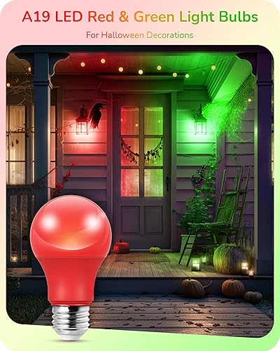 Miniatura 10 de EDISHINE Bombillas naranjas de Halloween, A19 de 9 W (equivalente a 60 W), bombillas LED naranjas, base E26 de color naranja para decoraciones de