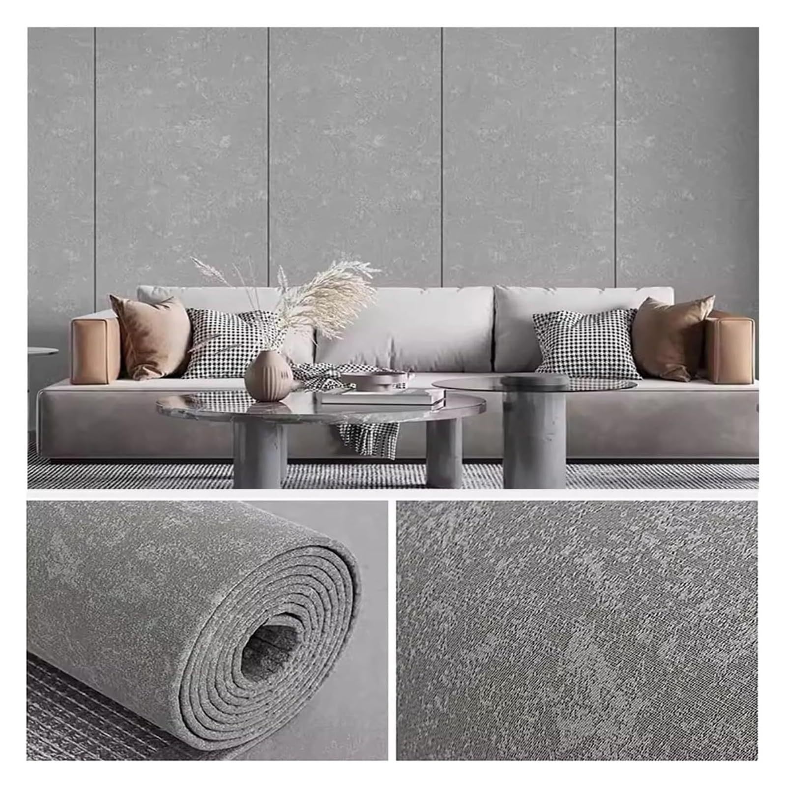 Cvhfhjtg Dark Gray Self Adhesive Wallpaper, Peel And Stick Backsplash Self -Adhesive Wall Panels, Thickened Panel Removable Wallpaper(Dark Gray)