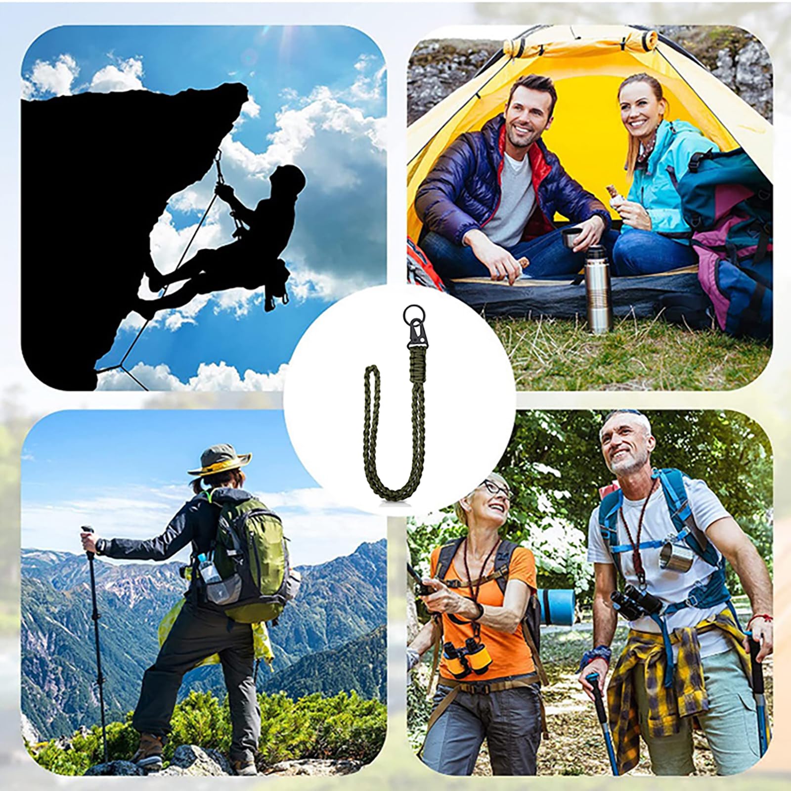 Portachiavi Paracord Con Moschettone - Cordino Regolabile Per Chiavi, Badge, Outdoor, Campeggio