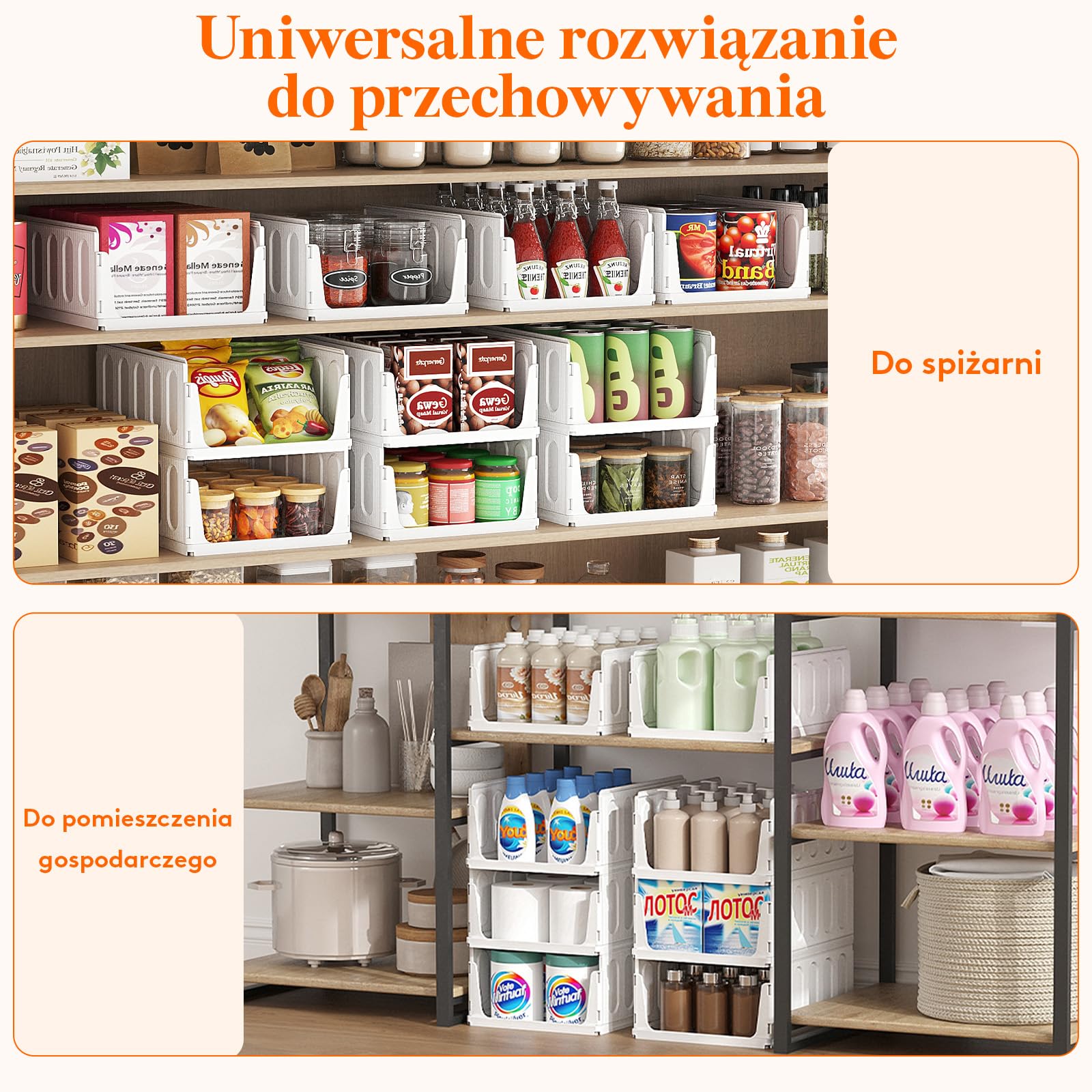Lifewit 6 Sztuk Organizer do Szafy, Pojemniki na Ubrania, Które Można Ustawiać Jeden na Drugim, Pudełka do Przechowywania Przedmiotów w Kuchni, Łazience i Sypialni, Białe