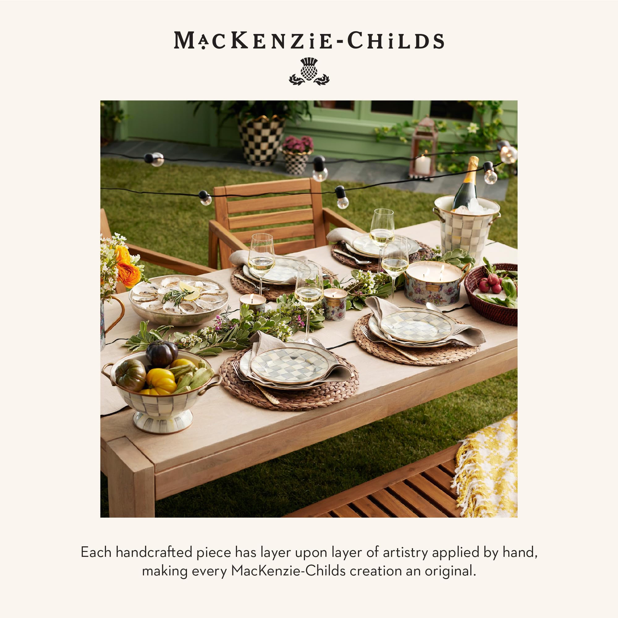 MACKENZIE-CHILDS Enamel Wine Cooler, Gray-and-White Sterling Check — Amazon image 6