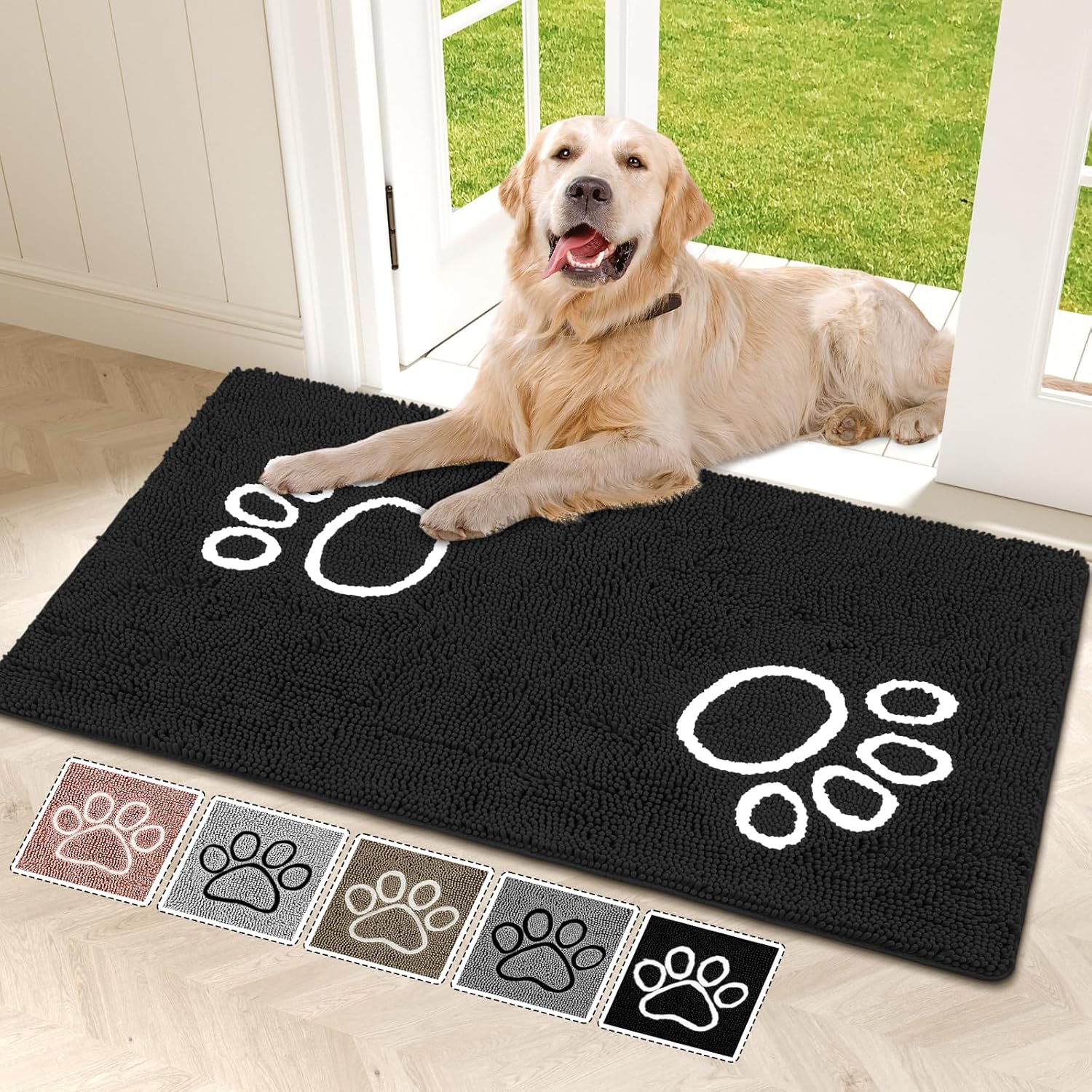 Bcoimo Super Absorbent Dog Door Mat, 48"*30" Anti Slip Mat for Muddy Paws, Pet Rugs for Dirty Paws Washable that Absorbs Moisture and Dirt, for Dog Cage and Pet Resting Carpet