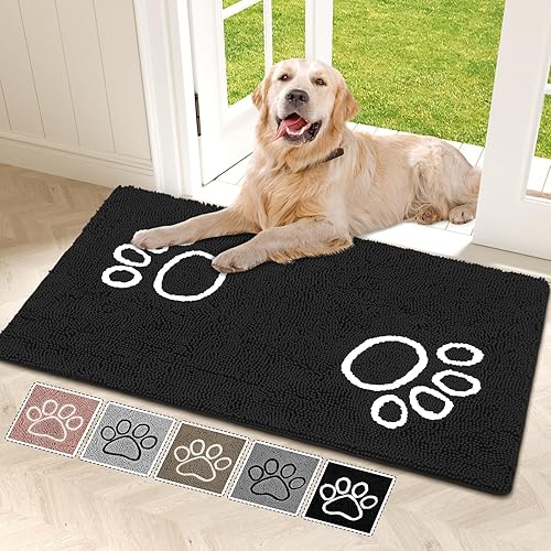 Miniatura 10 de Bcoimo Tapete súper absorbente para puerta de perro, 30 x 20 pulgadas, tapete antideslizante para patas fangosas, alfombras para mascotas para patas