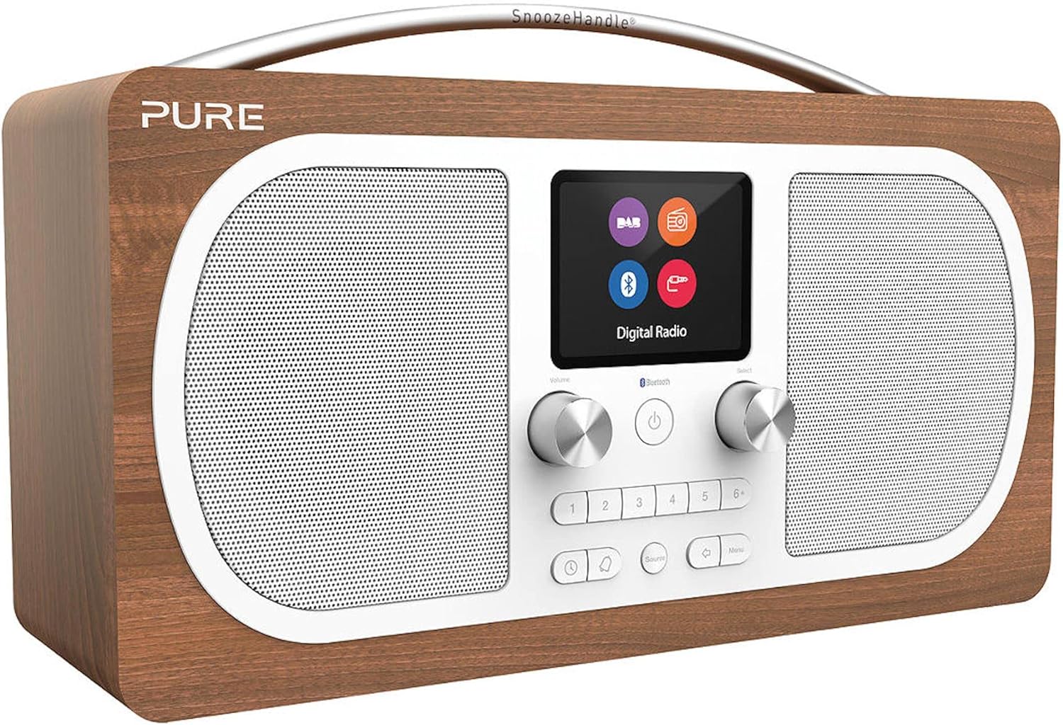 Rear view of the Pure Evoke H6 Digital Radio showing ports and antenna.