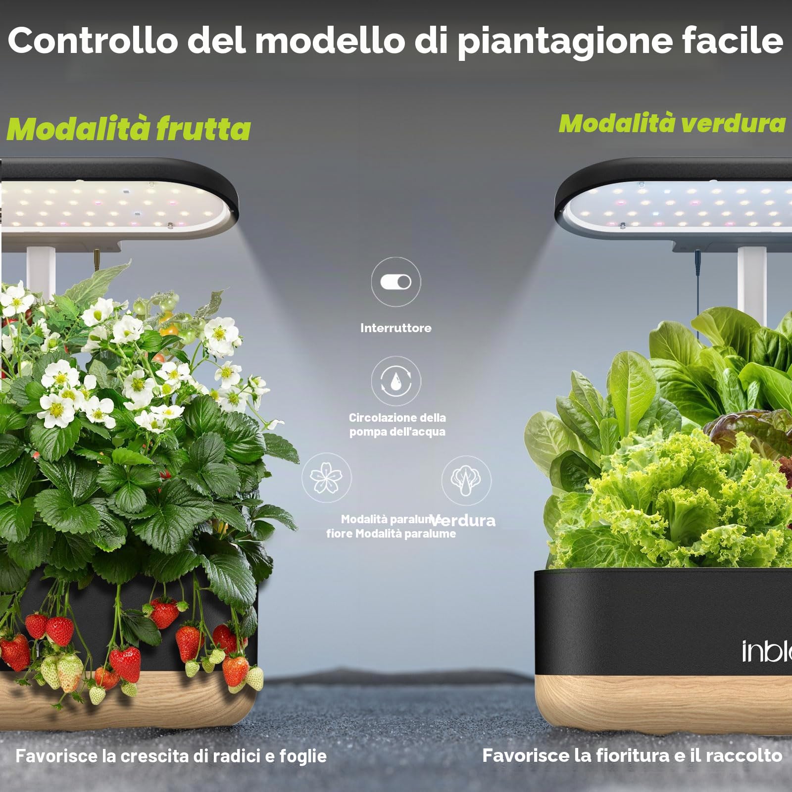 Sistema di coltivazione idroponica 10 cialde, kit da giardino per erbe con sistema a pompa, kit di germinazione con luce LED, timer automatico, nero