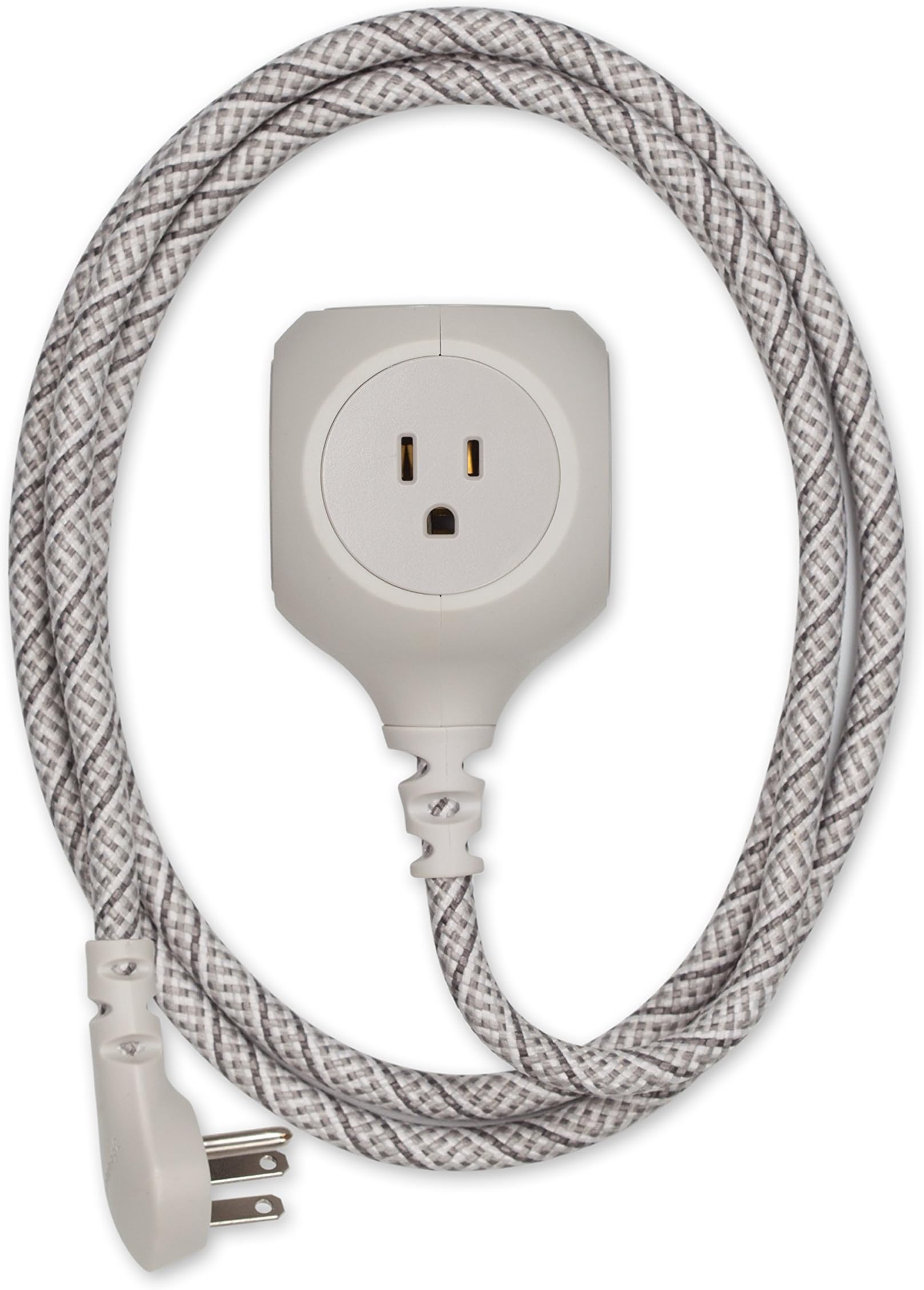 360 Electrical 360498 Habitat Braided Extension Cord w/ 3.4A Dual USB, 6 ft, Harmony-French Grey, 6 ft, 6 Ft