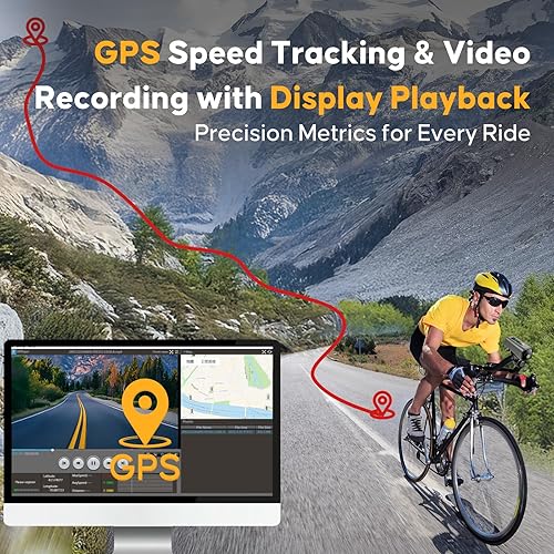 Miniatura 3 de 4K 30fps Sport DV, grabadora GPS, cámara WiFi para bicicleta con velocímetroodómetro, cámara de acción inalámbrica con tarjeta de 64 GB, monitor
