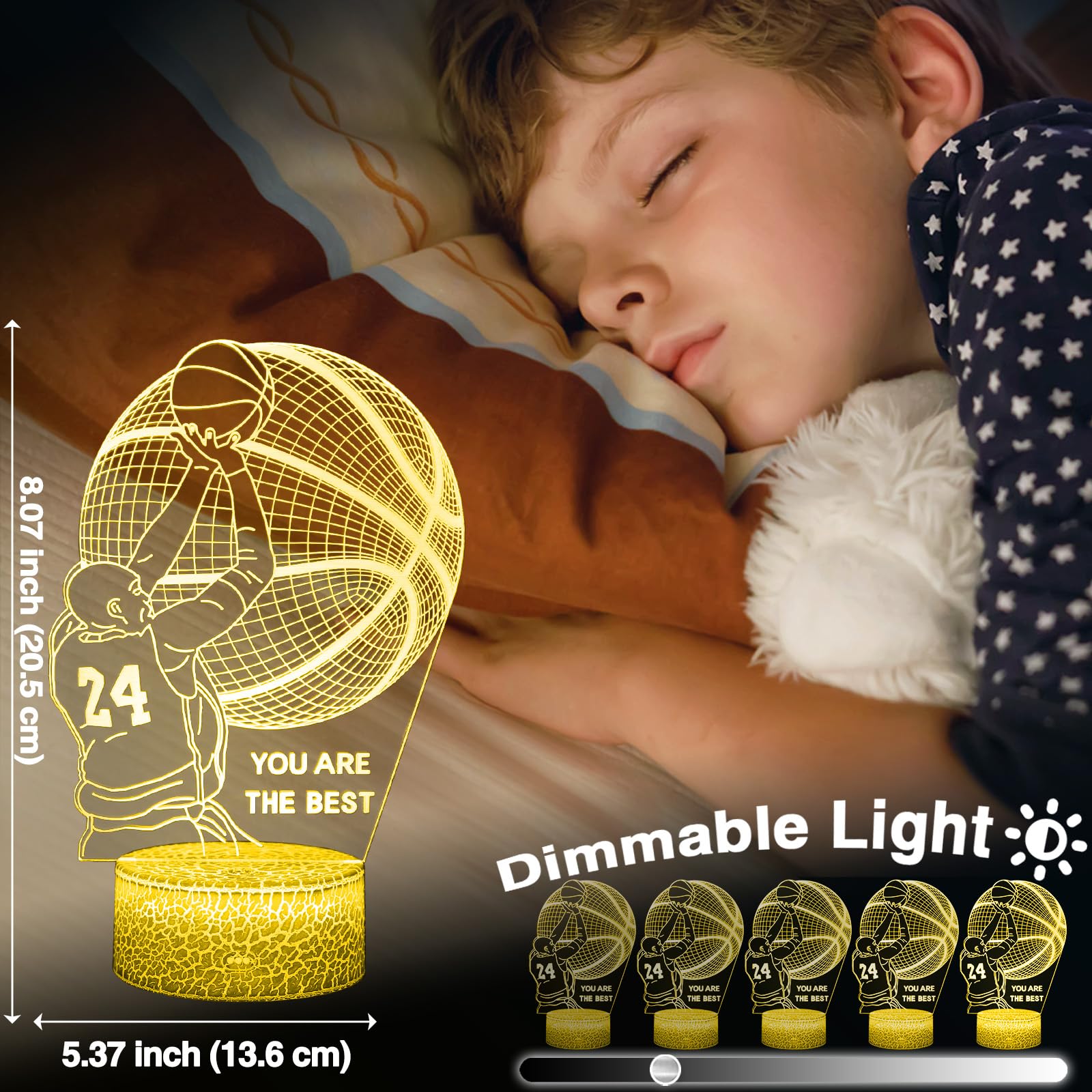 DAHEYMA Basketball Mood Light for Fans 3D LED Basketball Lamp, 16 Colors Night Light with Remote Control Dimmable - Image 2