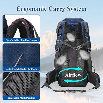Hiking Backpack Waterproof 60L, Lightweight Camping Backpack