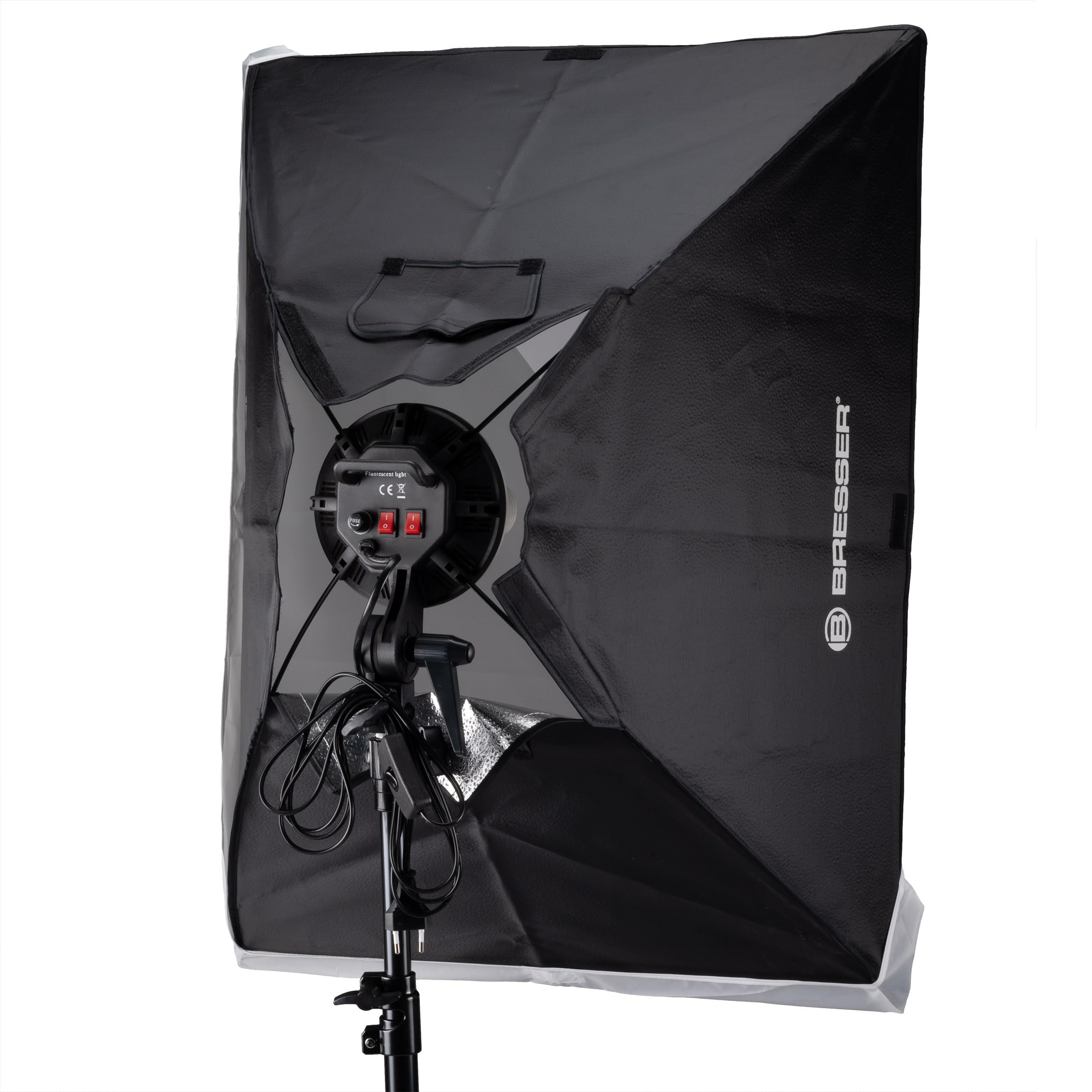 Bresser Kit Luce Diurna LED per Studio Fotografico con 3 Softbox 60x80 cm, 15 Lampade LED, Treppiedi, Braccio Boom, Borsa, 5500K, CRI >85
