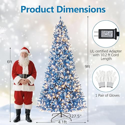 Vista 75 de Goplus 7.5ft Pre-lit Artificial Christmas Tree, Hinged Premium Spruce Xmas Full Tree with 1346 PVC Tips, 400 LED Lights, Folding Metal Stand, for