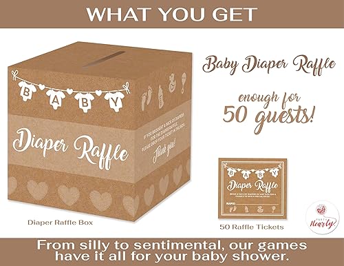 Miniatura 2 de Party Hearty Juegos de baby shower para niña o niño, 50 boletos para rifas de pañales, caja de tarjetas de boletos para rifas de pañales,