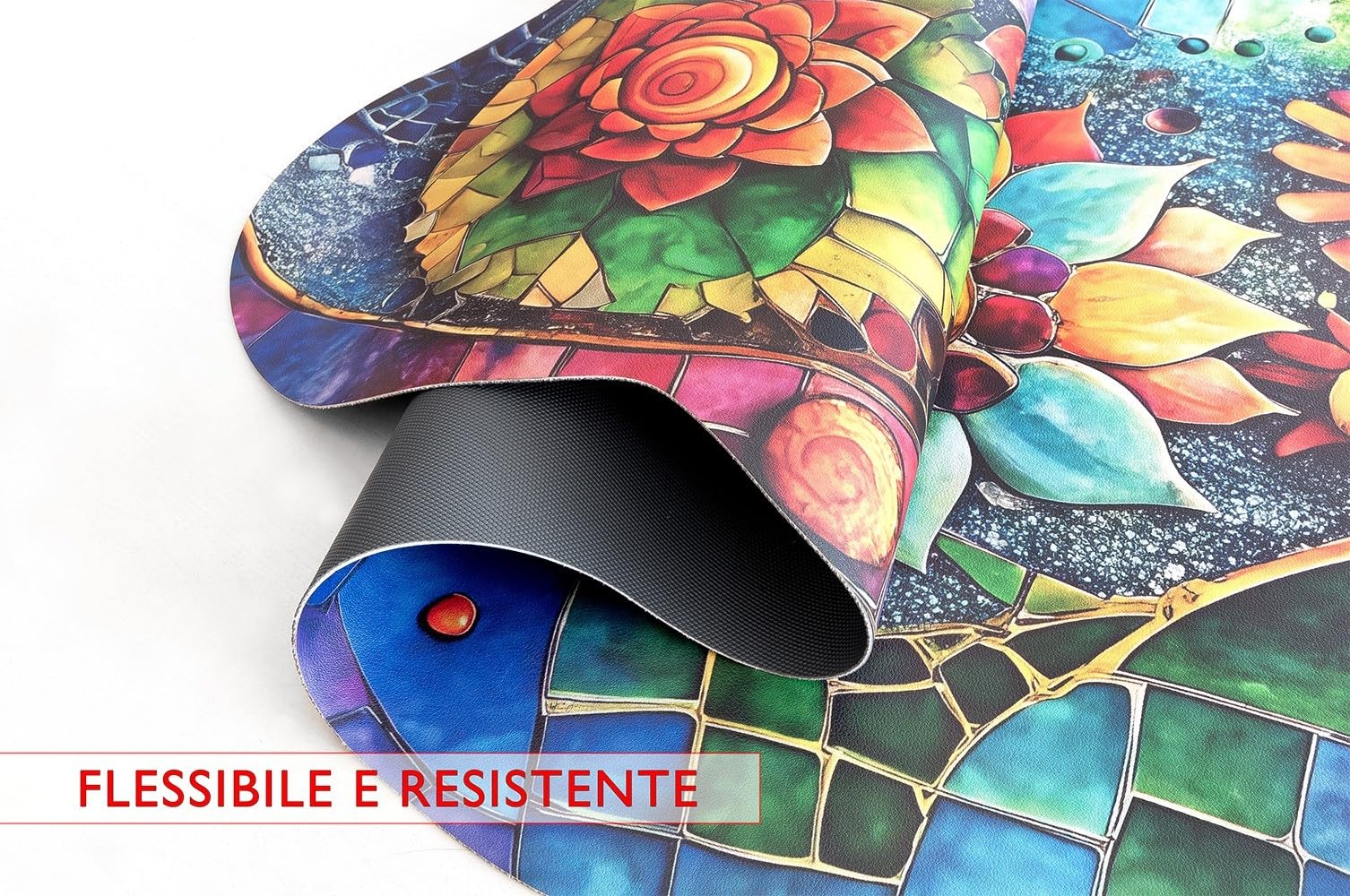 emmevi Tappeto Cucina Gomma Pvc Stampa HD Mosaico Floreale Girasole Antimacchia Lavabile 50x90 cm
