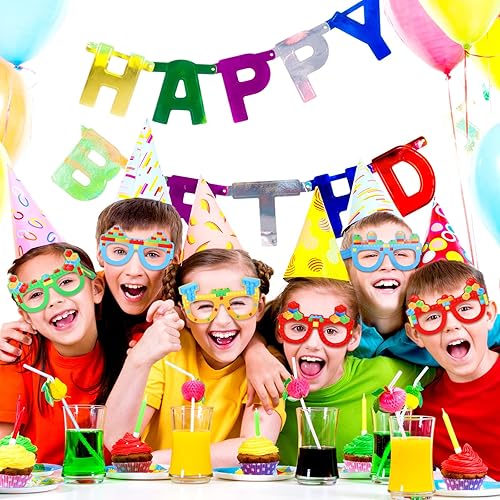 Miniatura 6 de 12 piezas de ladrillos de construcción, regalos de fiesta, gafas de papel, bloques de construcción, marcos de gafas, accesorios de cabina de fotos