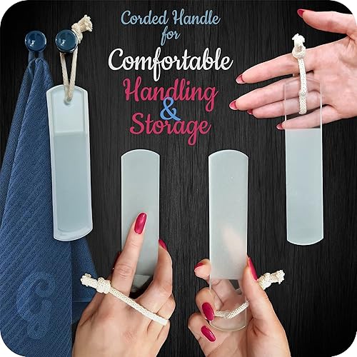 Miniatura 5 de Lima de pie de vidrio checo genuina  Superficie de grano diferente de dos caras, removedor suave de callos, pedicura y spa para piel áspera, cuidado