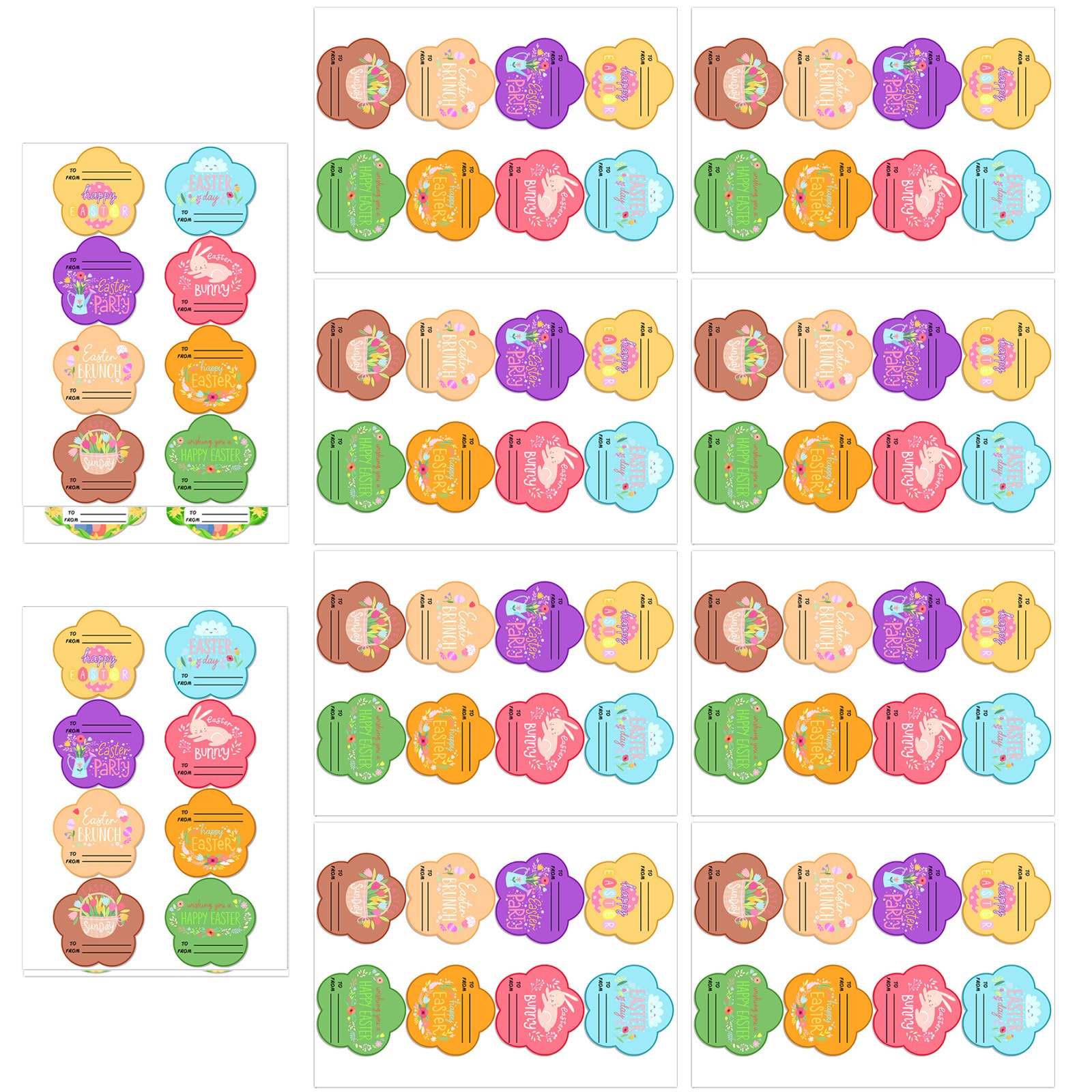 Xinsheinelry 80Pcs Rabbits Eggs Name Sticker Wrapping Label Festival Decoration for Scrapbooking Planner Album Seal Envelope Party Decoration
