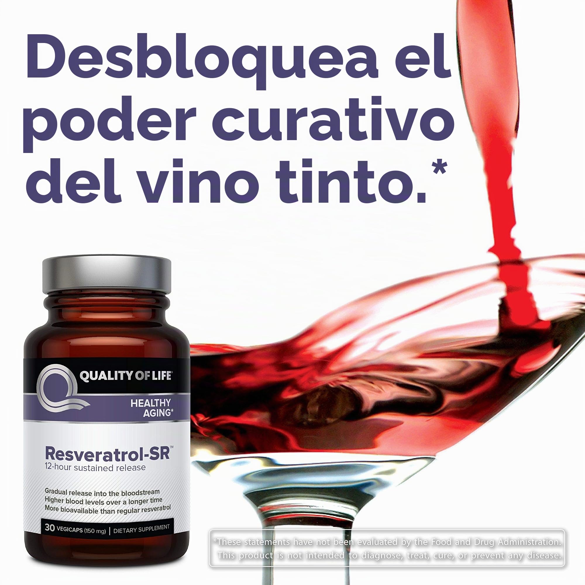 Quality of Life Labs, Resveratrol-SR, 150 mg, 30 Vegicaps