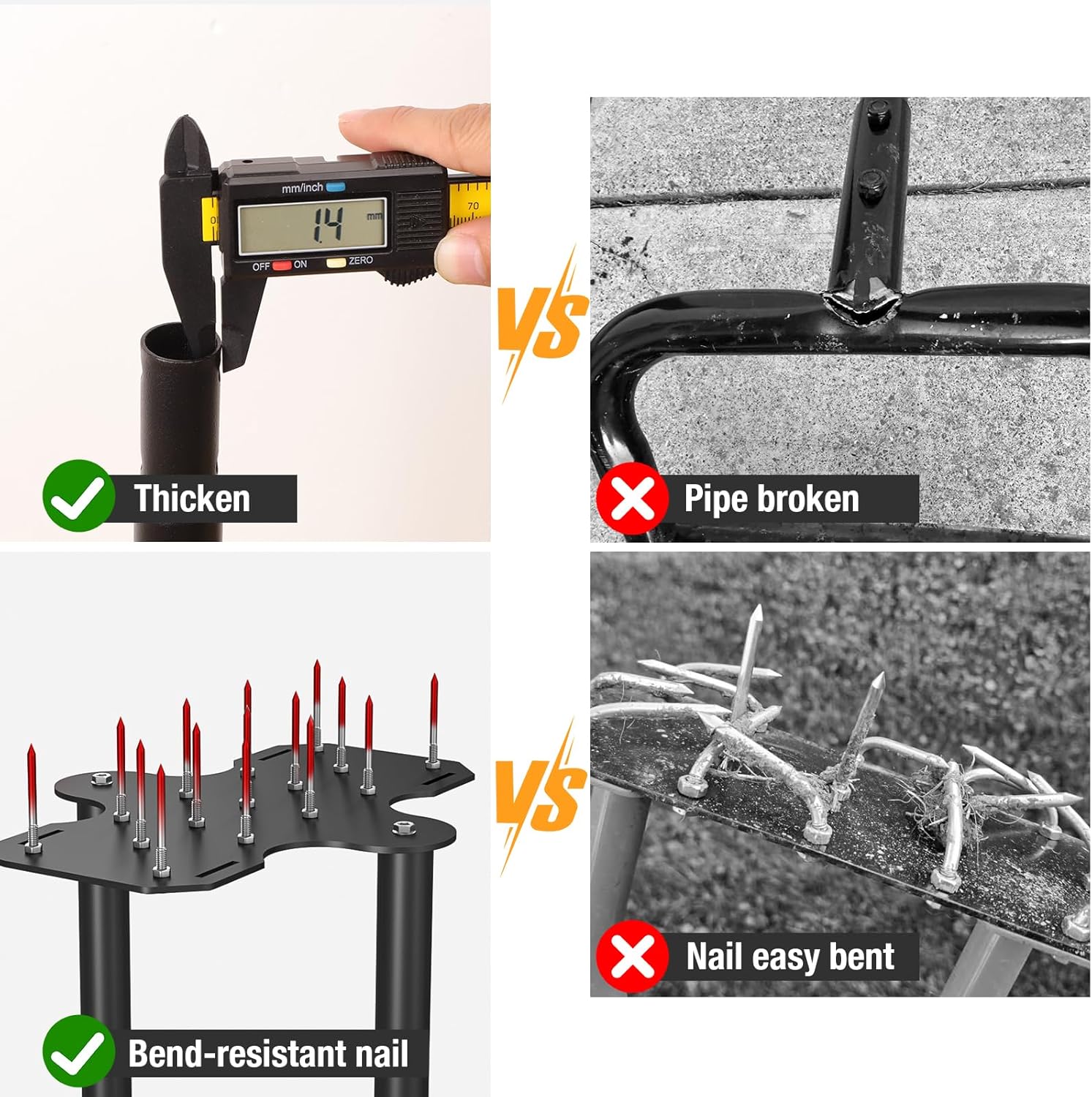 eWonLife Lawn Aerator Tool, Step-Through Design Manual Yard Aerator, Full Foot Pedal for Joint-Friendly, Ergonomic Full Leg Force for Grass & Soil Aeration, Lawn & Garden Care, 15 Spike Hand Aerator