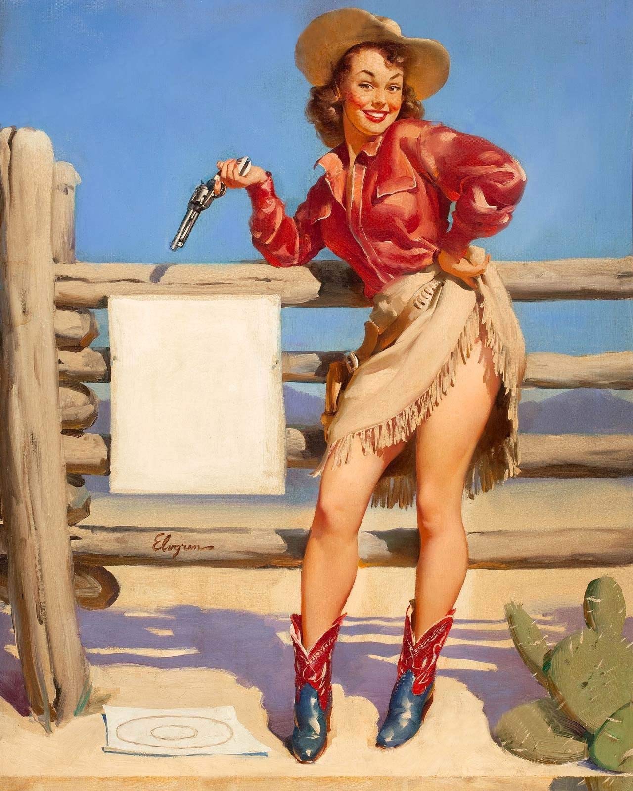 Amazon.com: Magnet Elvgren Sexy 1953 Pin-Up Girl Beat That Cowgirl