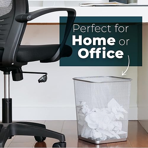 Miniatura 9 de Greenco Botes de basura pequeños redondos de malla negra de 6 galones para el hogar u oficina, juego de 2