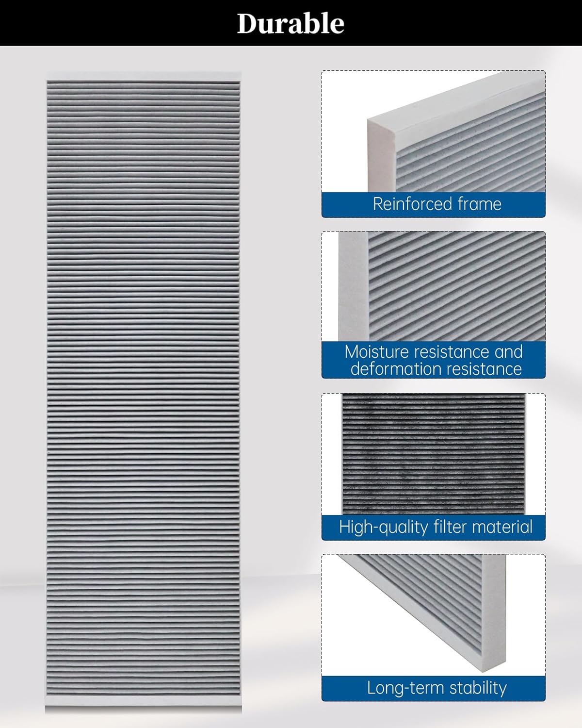 1045566-00-H HEPA Air Filter Compatible with Tesla 2015-2020 Model X Intake Filter, Upgrade Activated Carbon Low Wind Resistance Model X Hepa Filter Replaces 1045566-00-H,1045566-00-G, 104556600H