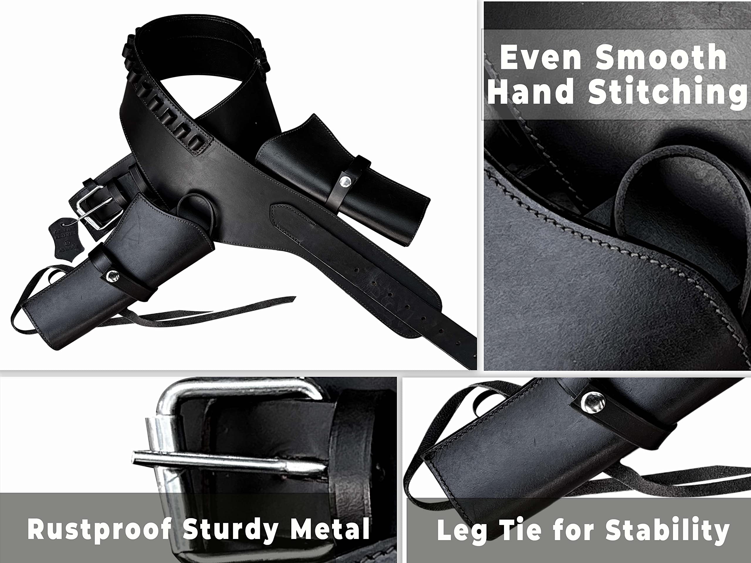 Hulara Full Grain DD Harness Buff Leather Western Gun Holster for Men Heritage Rough Rider 357 Magnum Holster Cowboy Gun Belt and Holster .38/.357 Cal Revolver Holster - Image 2