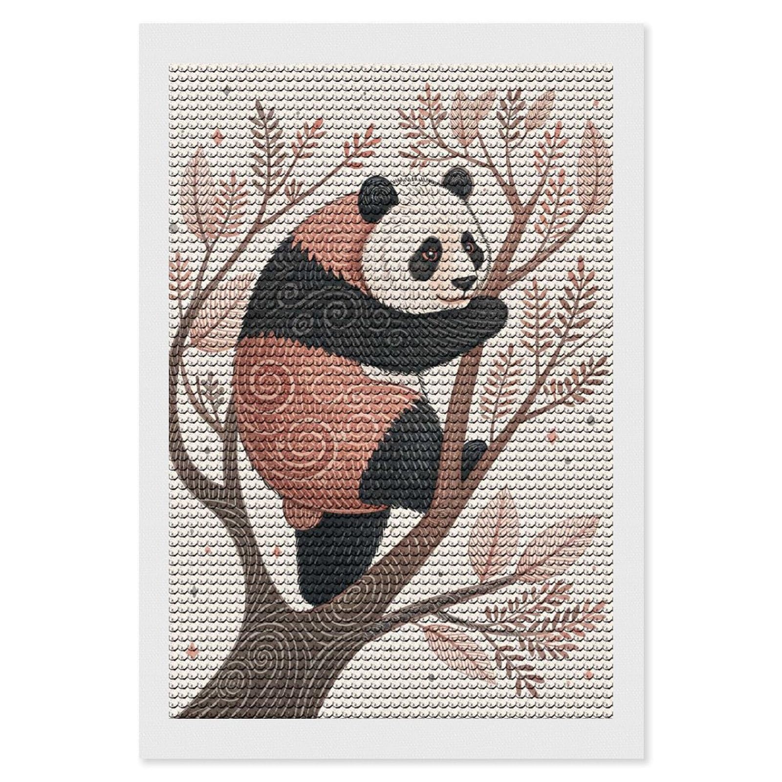 Junmoney Panda in A Tree Diamond Painting Set 8"x12", Stress Relief Craft, Easy to Enjoy, Vintage Style Decor, Festive Craft Gift