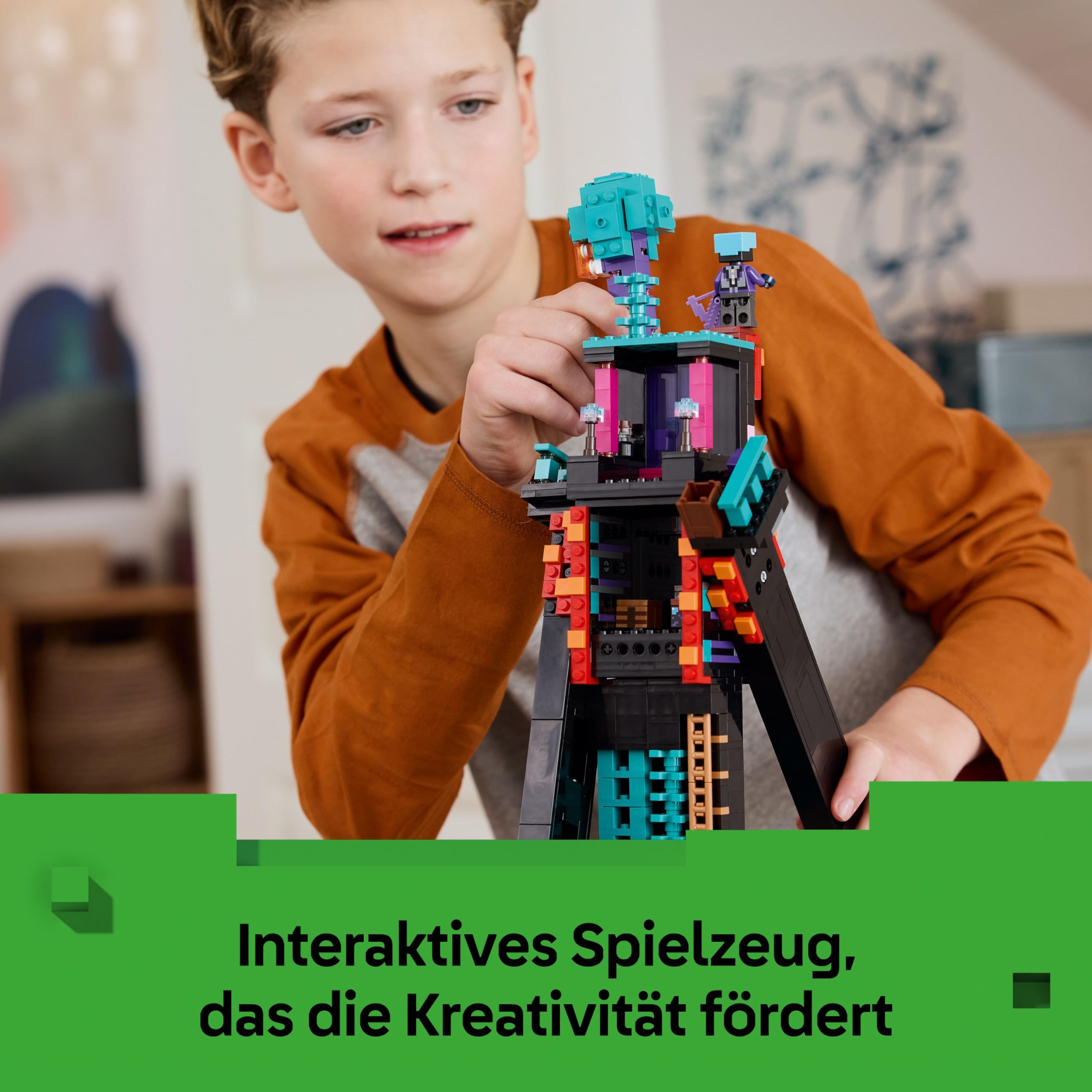 LEGO Minecraft 2in1 Der Enderman-Turm - Modulares Gaming Spielzeug - Lässt Sich in 2 Festungen umbauen - Mit 4 Minifiguren zum Sammeln - Gamer Geschenk für Jungen und Mädchen ab 9 Jahren - 21279