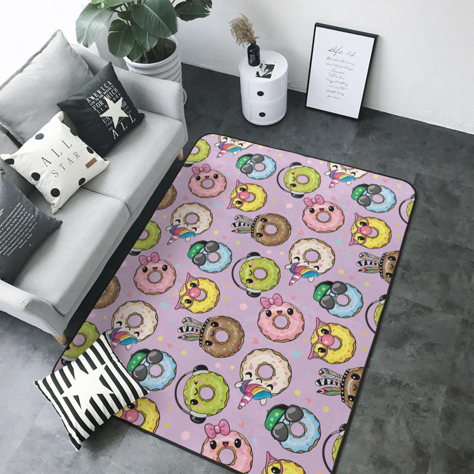 Tapis anti-glisse doux beignet pour sécuriser la chambre