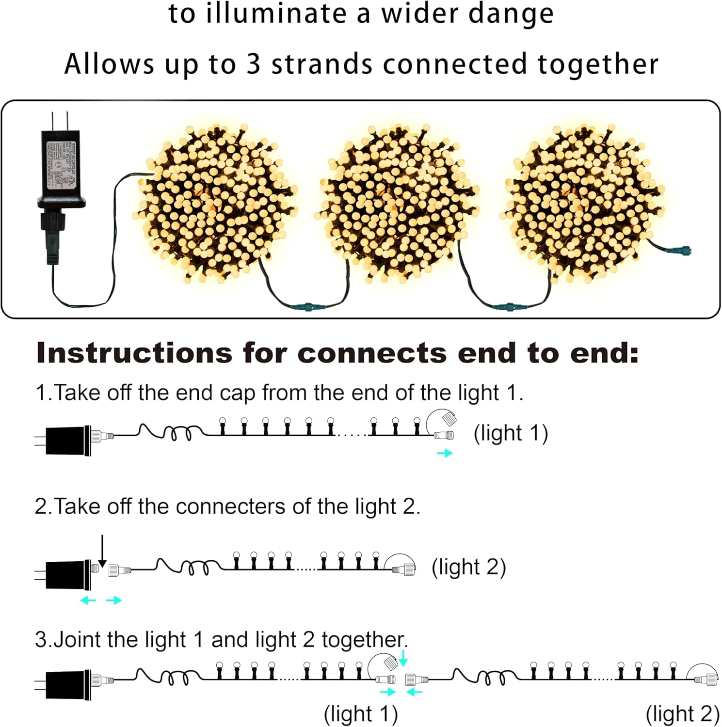 LAMPHOME String Lights Warm White, 49ft 306 LED 9mm Frosted Globe String Lights, 11 Mode Christmas Globe Lights, Xmas Tree Ball Lights Outdoor Mini Globe Light for Christmas Tree Home Party Patio
