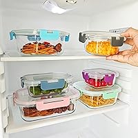 Vista 6 de 12 Pack Glass Food Storage Containers Set, Glass Meal Prep Containers with Lids, Airtight Lunch Containers, Dishwasher Safe, pink