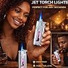 Windproof Metal Torch Fire Adjustable Jet Flame Butane Refillable Fire with Visible Fuel (Black)