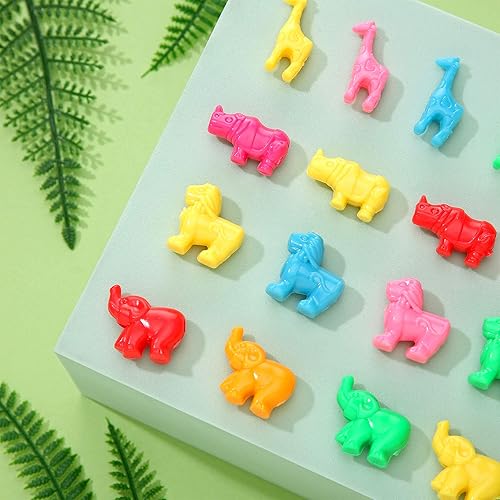 Vista 4 de Granos en forma de animales Zoo Animal Bead Charms Plástico Colorido Artesanía Perlas 0.66 libras con varios diseños de animales para niños DIY
