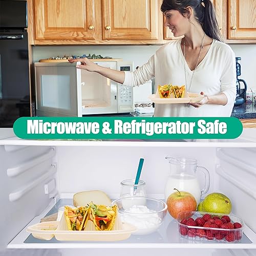 Miniatura 8 de 50 mini platos desechables para taco, platos biodegradables para tacos con 2 divisores, platos de soporte para tacos de fiesta para tacos de concha