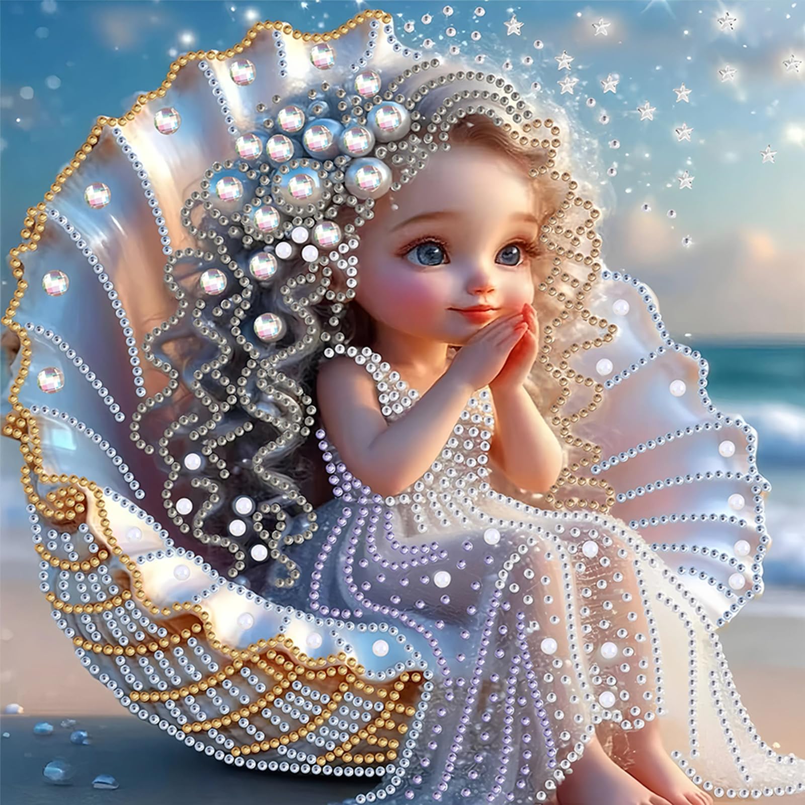 5D Special Shape Diamond Art Painting Kits for Adults, DIY Crystal Rhinestone Gem Art Craft for Beginners, Diamond Mosaic Kit, Home Wall Decor Gift 11.8x11.8 Inch(Beach Girl)