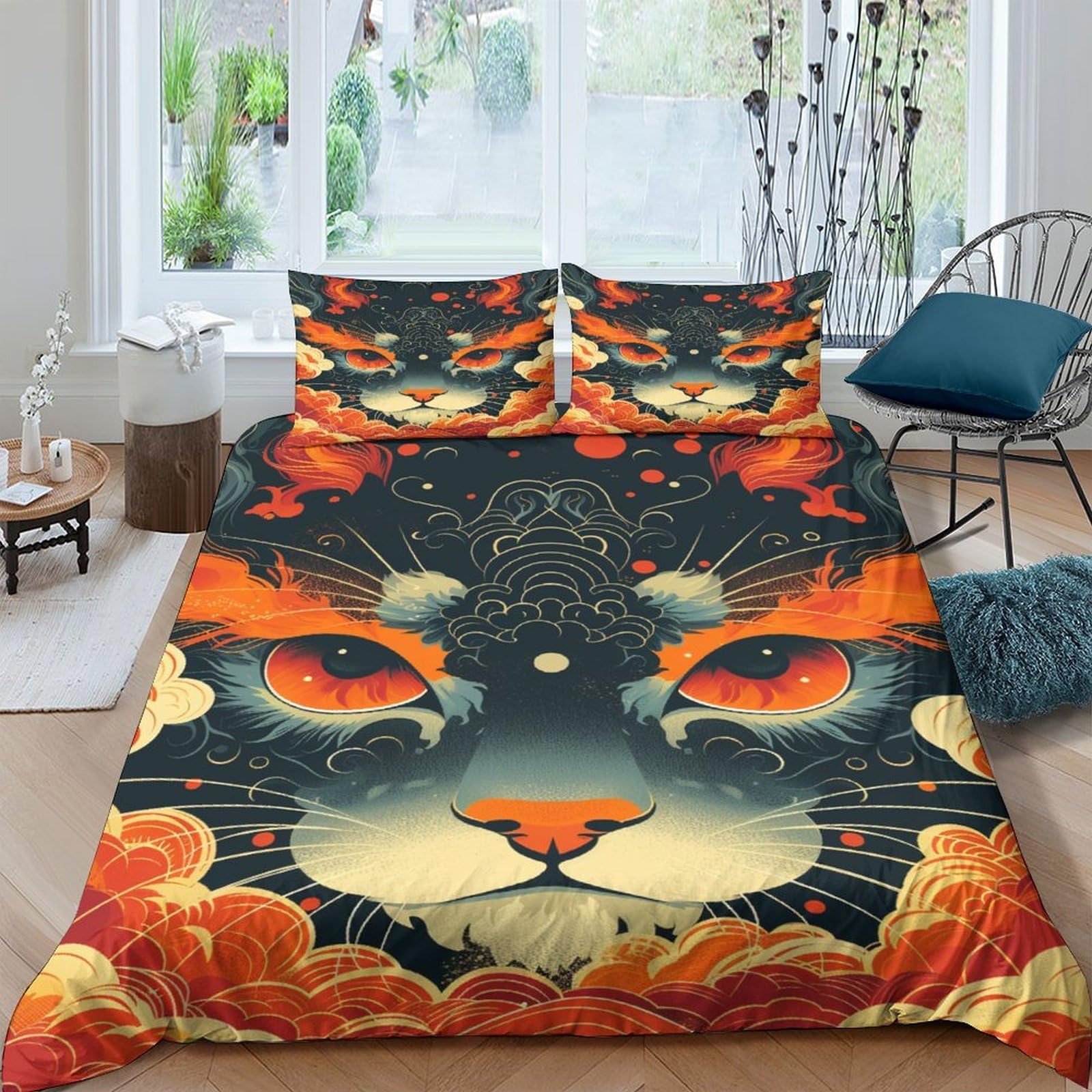 Housse de couette Halloween 3D microfibre 220x240 cm avec sa taie d'oreiller village effrayant