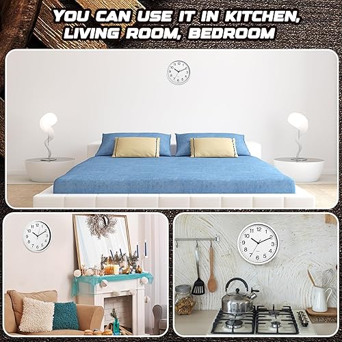 Miniatura 7 de Inbagi 8 relojes de pared grandes y silenciosos que funcionan con pilas, modernos relojes de pared que no hacen tictac, decorativos a granel para