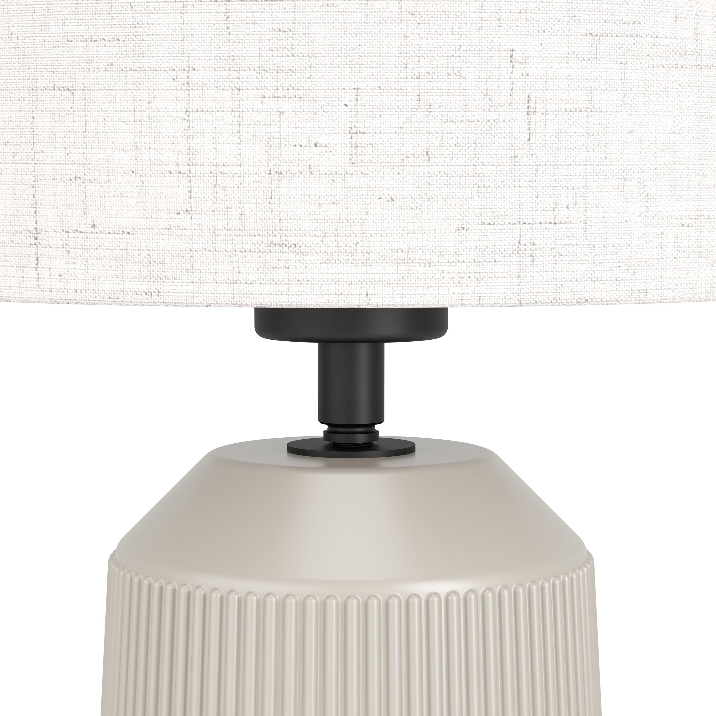 Eglo lampada da tavolo Capalbio, lampada da comodino con paralume in | tessuto, ceramica color sabbia e tessuto bianco, lampada da tavolo per il soggiorno e la camera da letto, attacco E27