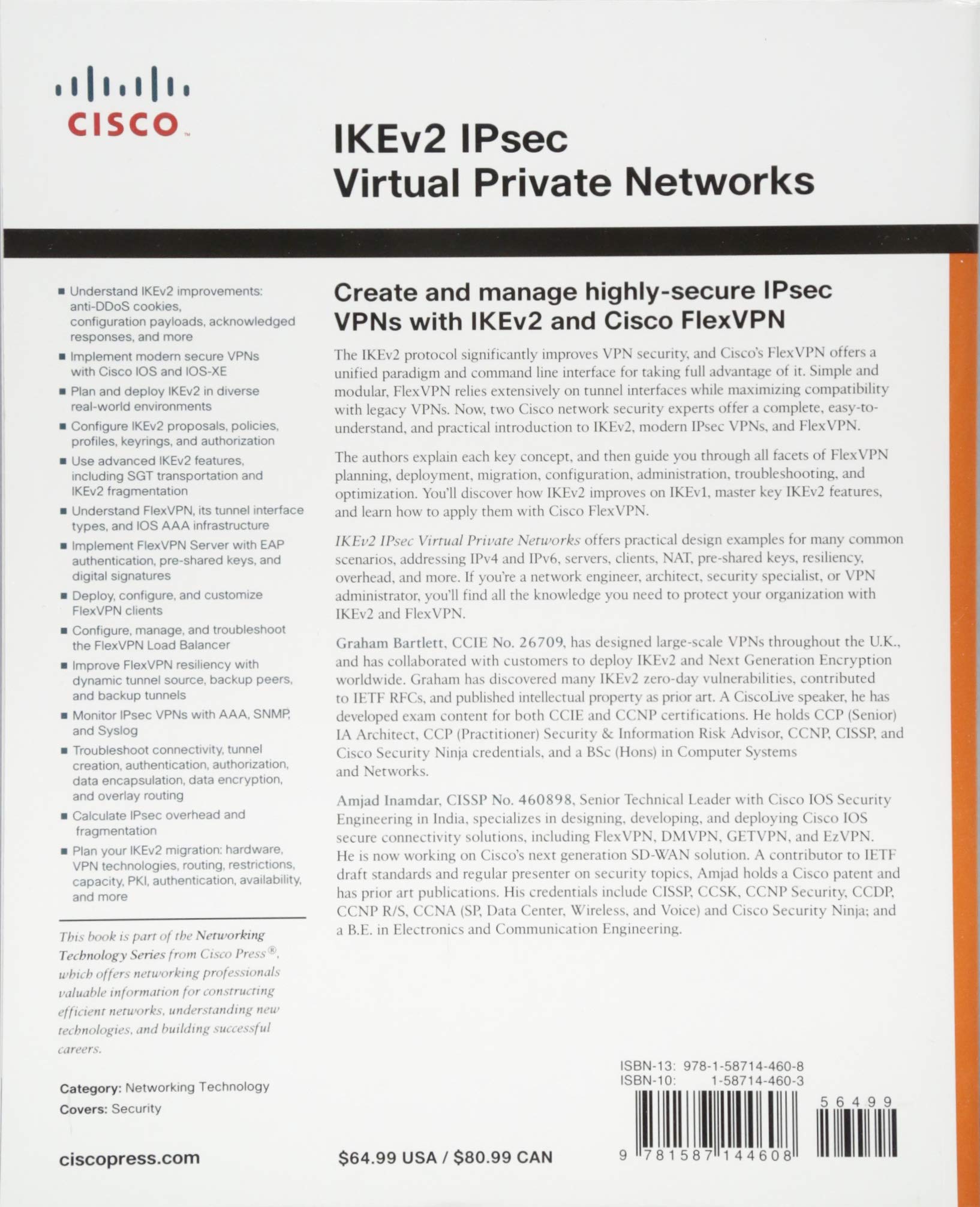 IKEv2 IPsec Virtual Private Networks: Understanding and Deploying IKEv2, IPsec VPNs, and FlexVPN in Cisco IOS (Networking Technology: Security)